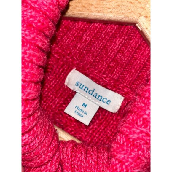Sundance Red Cable Knit Turtleneck Long Sleeves Pullover Women's Sweater M - Picture 5 of 8
